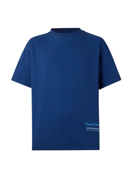 Carlo Colucci Tricou bleumarin / albastru deschis / albastru închis alb