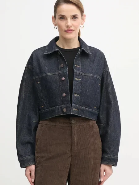 Džínová bunda Calvin Klein Jeans tmavomodrá přechodná oversize