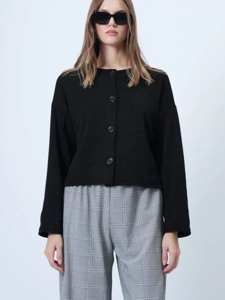 Trend Alaçatı Stili Geacă tricotată negru