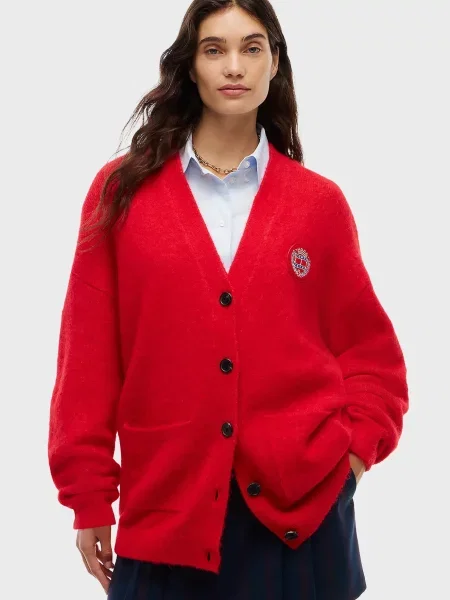 Вовняний кардиган Tommy Jeans червоний