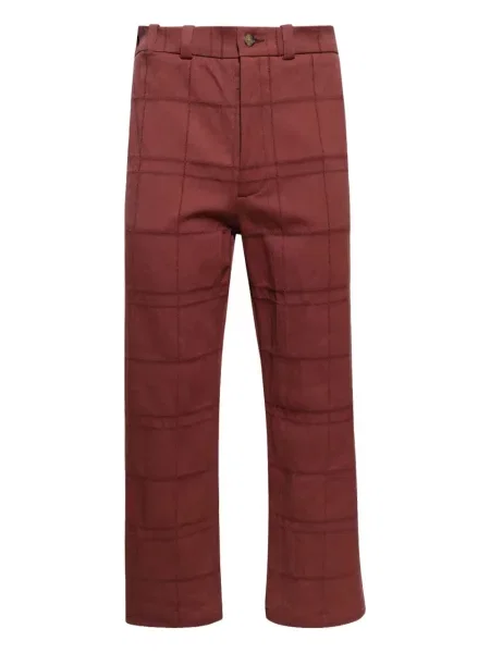 Pantaloni The Elder Statesman în carouri maro