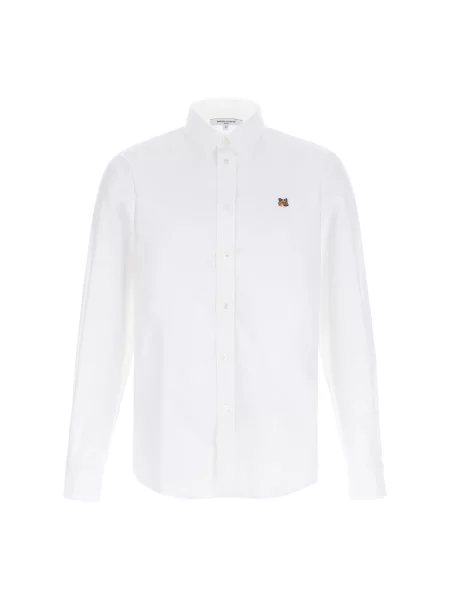 Haftowana koszula Maison Kitsune popelinowa casual biała