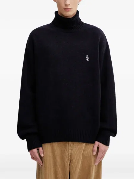 Pulover Sporty & Rich cu broderie albastru