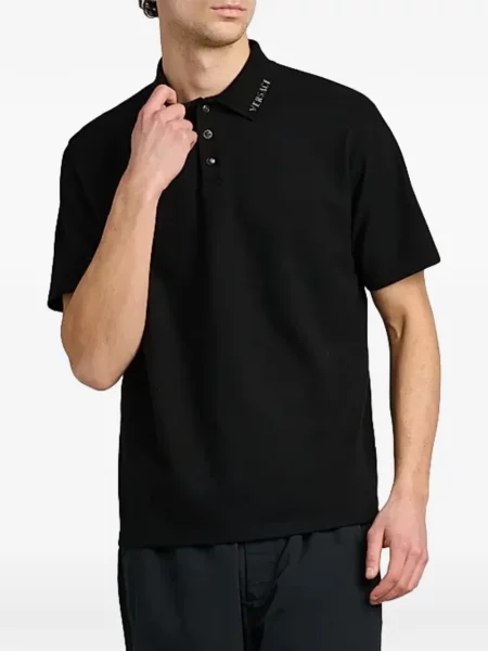 Tricou polo Versace cu broderie negru