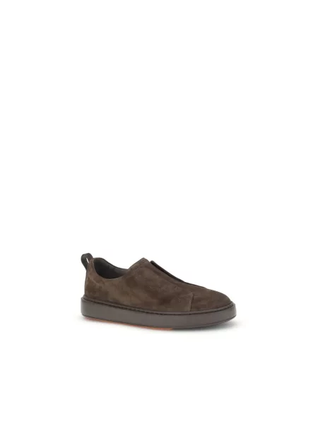 Sneakersy Santoni zamszowe wsuwane brązowe