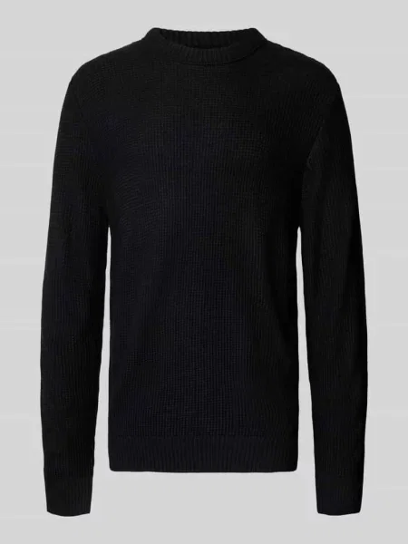 Sweter z dzianiny z okrągłym dekoltem model ‘ROY’ Jack & Jones czarny