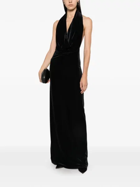 Rochie maxi Amazuìn cu gât halter negru