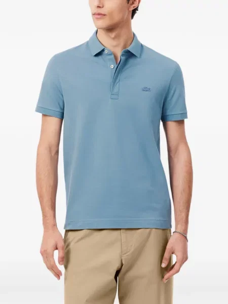 Tricou polo Lacoste cu autograf albastru