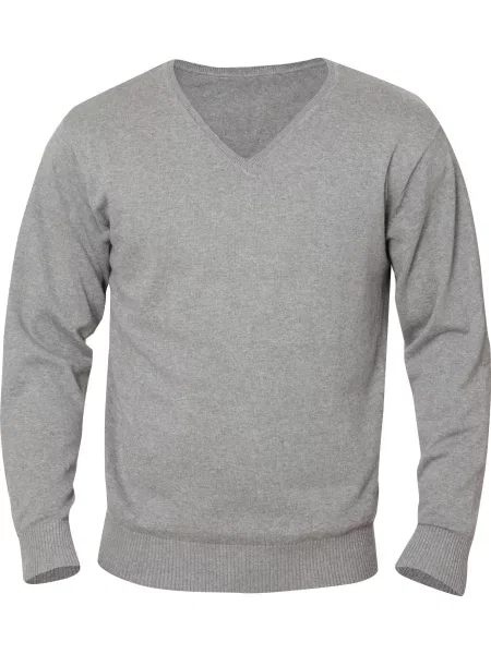 Clique Sweter V‑neck Aston melanż – grey melange szary