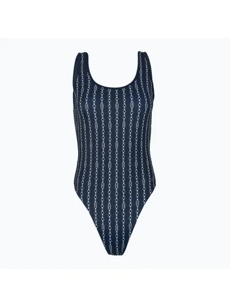Tommy Hilfiger дамски едноцветен бански One Piece Print Ext flag chain dark night navy синьо