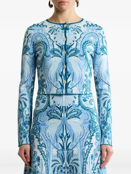 Decupat cardigan Etro din jacard albastru