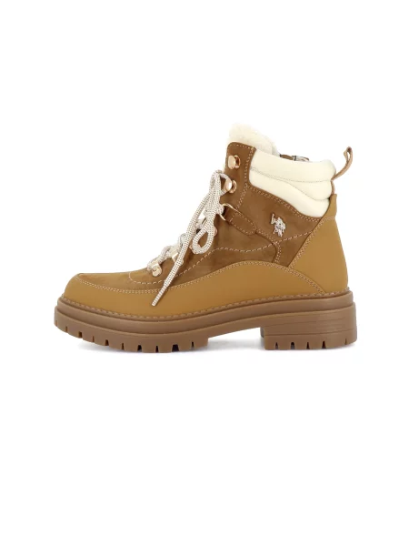US POLO ASSN. Šněrovací kozačky krémová / pueblo