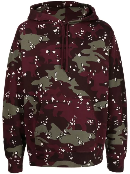 Hanorac cu glugă Maison Kitsune cu model camuflaj roșu