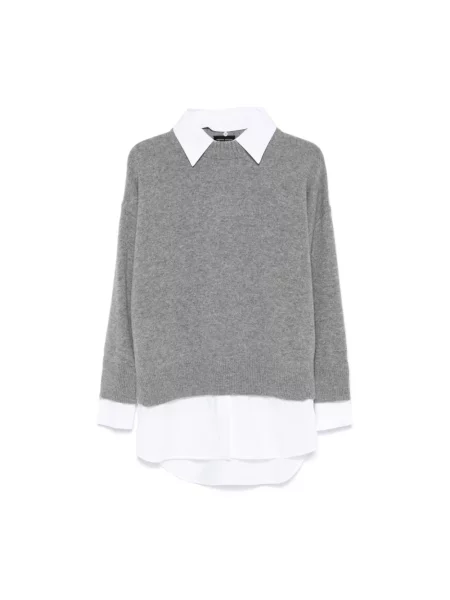 Sweter z golfem Roberto Collina szary