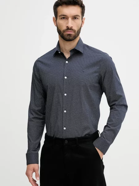 Calvin Klein koszula granatowy slim z kołnierzykiem klasycznym