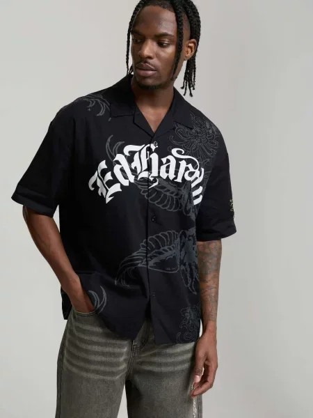 Ed Hardy Srajca antracit / črna bela