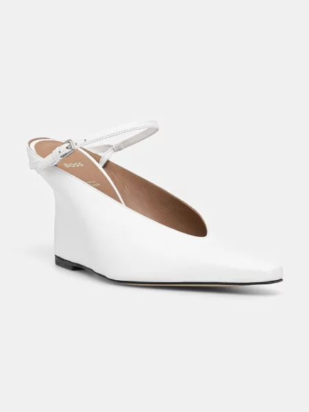 Pantofi cu toc Boss din piele alb