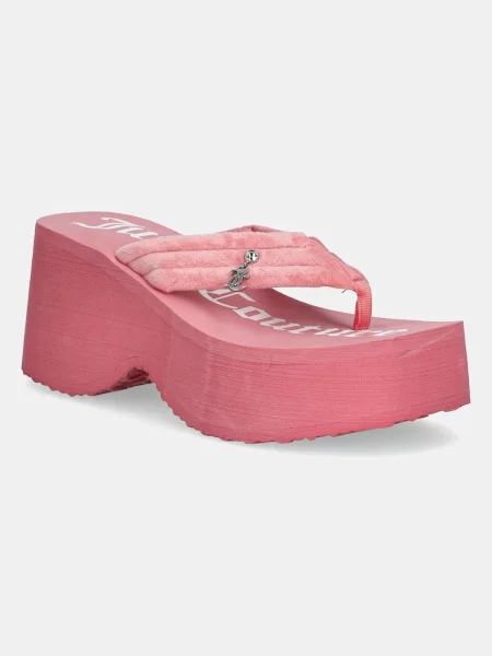 Джапанки Juicy Couture WHITNEY VELOUR WEDGE с платформа розово