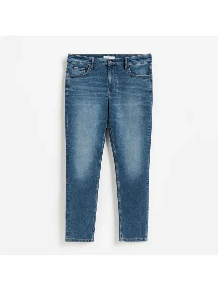 Reserved Džíny slim se sepraným efektem indigo jeans