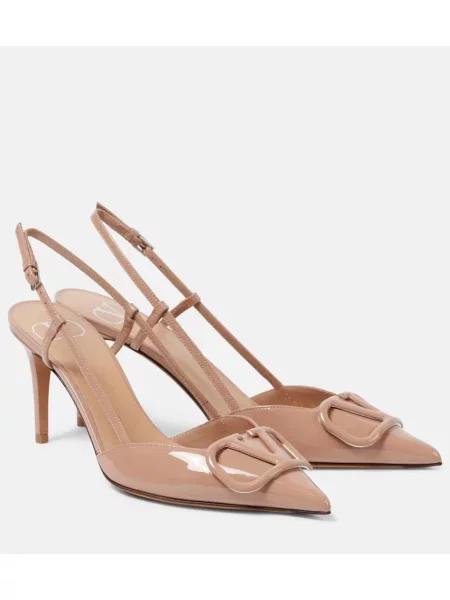 Кожени полуотворени обувки Valentino Garavani от лакирана кожа с отворена пета