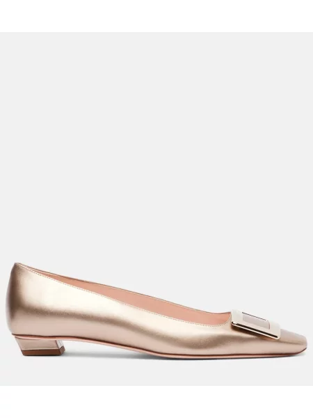 Balerini Roger Vivier din piele auriu
