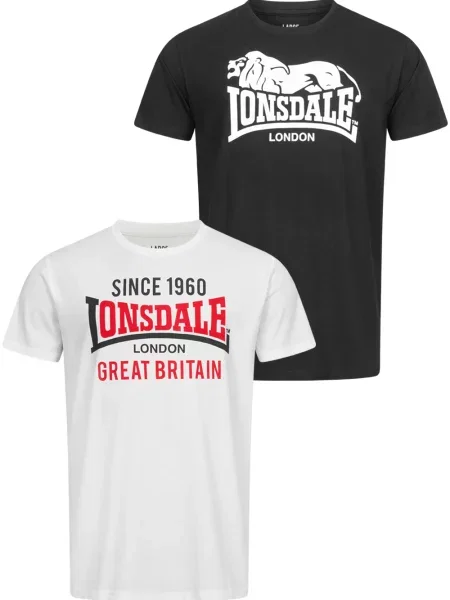LONSDALE Tricou roșu / negru / alb gri