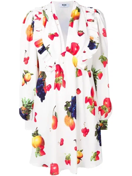 Rochie midi Msgm cu imagine până la genunchi de costum alb