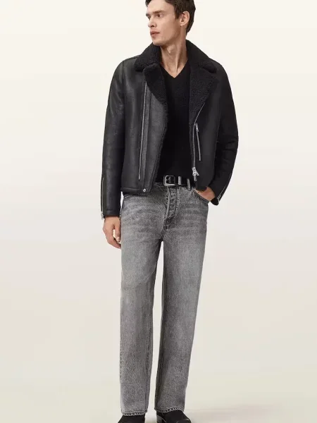 Байкерская кожаная куртка Allsaints черная