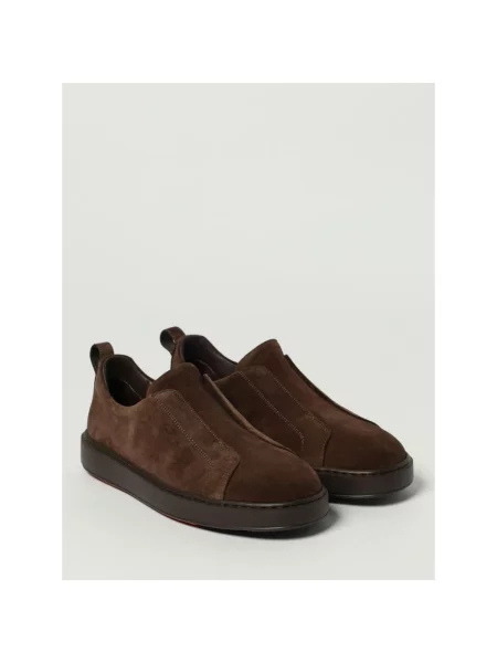 Sneakersy Santoni zamszowe wsuwane brązowe