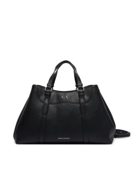 Armani Exchange torebka shopper z imitacji skóry czarna