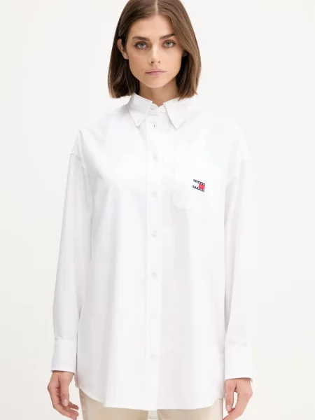 Tommy Jeans koszula relaxed z kołnierzykiem klasycznym biały