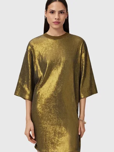 Костюмное платье мини Allsaints серебряное