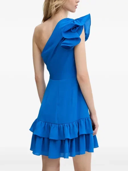 Rochie mini Morgan cu volane cu un umăr gol albastru