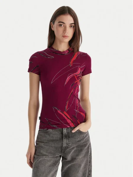 Тениска Desigual LALA дамска бордо