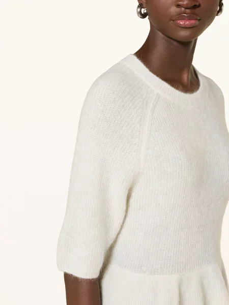 Sweter z dzianiny z mieszanka wełny z alpaki model Thora' Mos Mosh beżowy