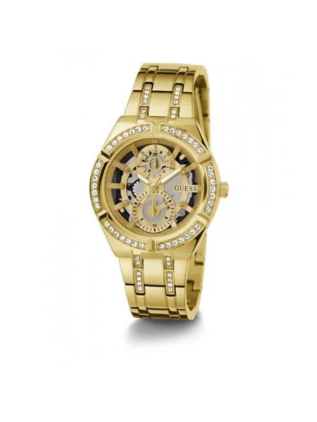 Lniany zegarek Guess żółty