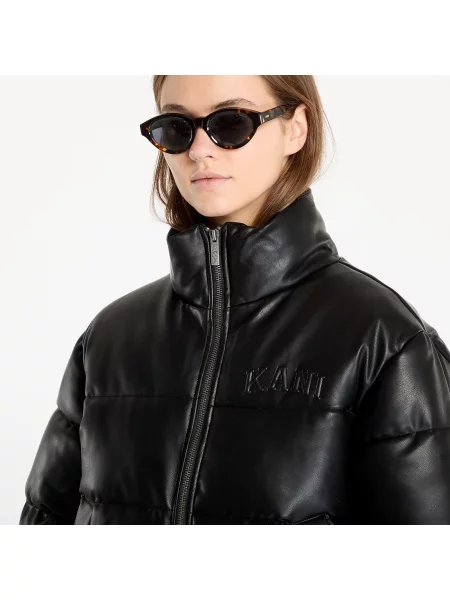 Bunda Karl Kani Serif Crop PU Puffer Jacket Black L černá