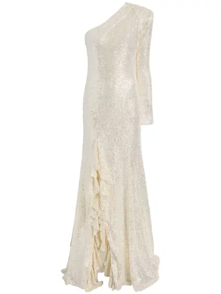 Rochie maxi Cinq A Sept cu paiete lungă de costum alb