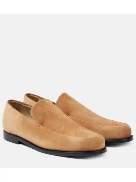 Pantofi loafer Khaite din piele de căprioară maro