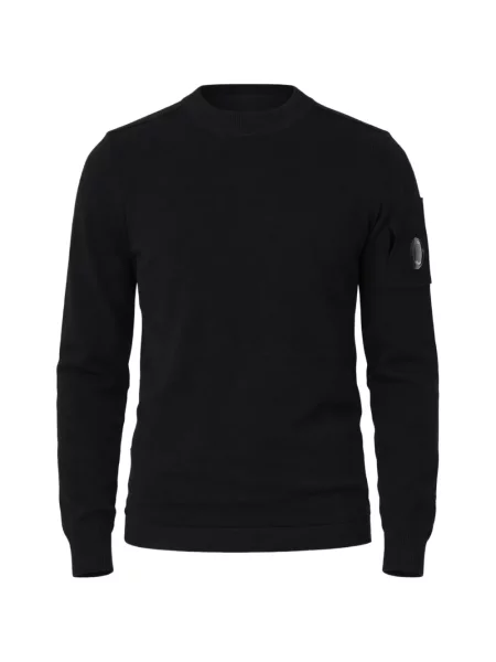 Пуловер C.p. Company с кръгло деколте синьо