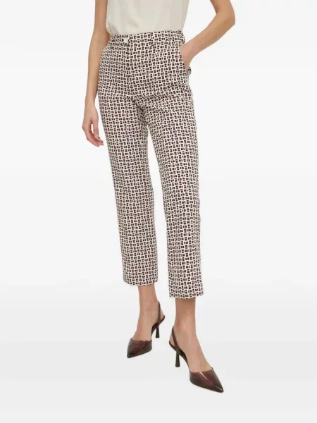 Decupat pantaloni Sisley cu imagine cu imprimeu geometric alb