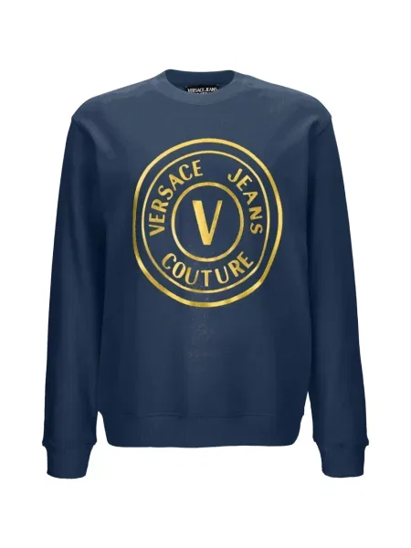 Hanorac Versace Jeans Couture cu decolteu rotund cu autograf albastru