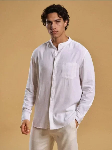 Sinsay Koszula z domieszką lnu biały