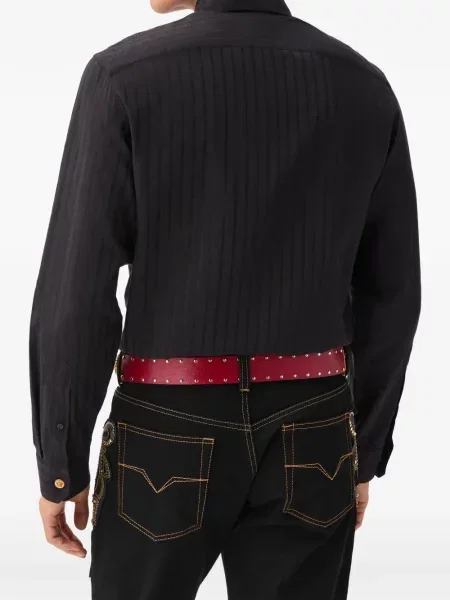 Cămașă Versace de mătase negru