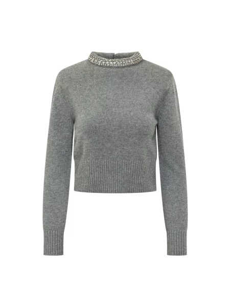 Lniany sweter Pinko szary