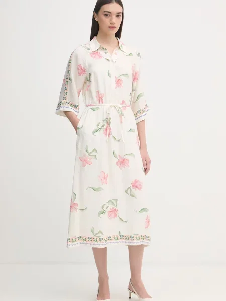 Mos Mosh rochie de vară cu vâscoză Bunno bej