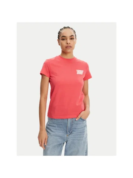 Tommy Jeans Póló Bubble Regular Fit rózsaszín