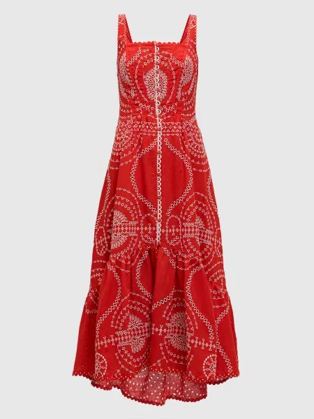 Сукня Greba з льоном з вишивкою Charo Ruiz червона
