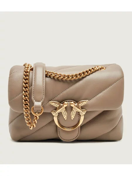 Pinko De piele geantă pe umăr Love Puff Mini bej