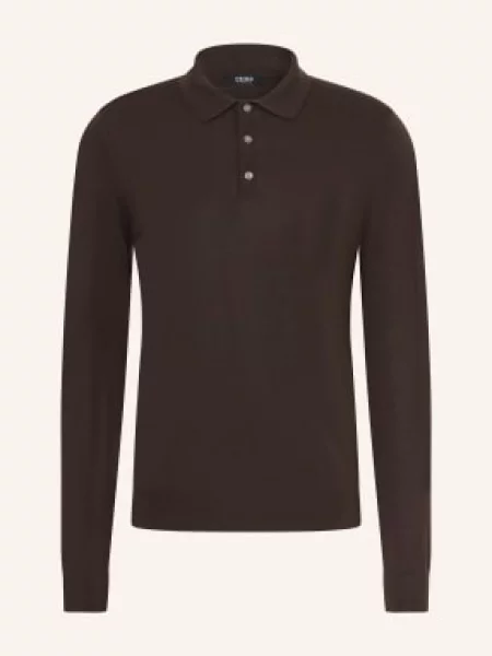 Reiss Pletené Polo Tričko Trafford Z Merino Vlny tmavě hnědá